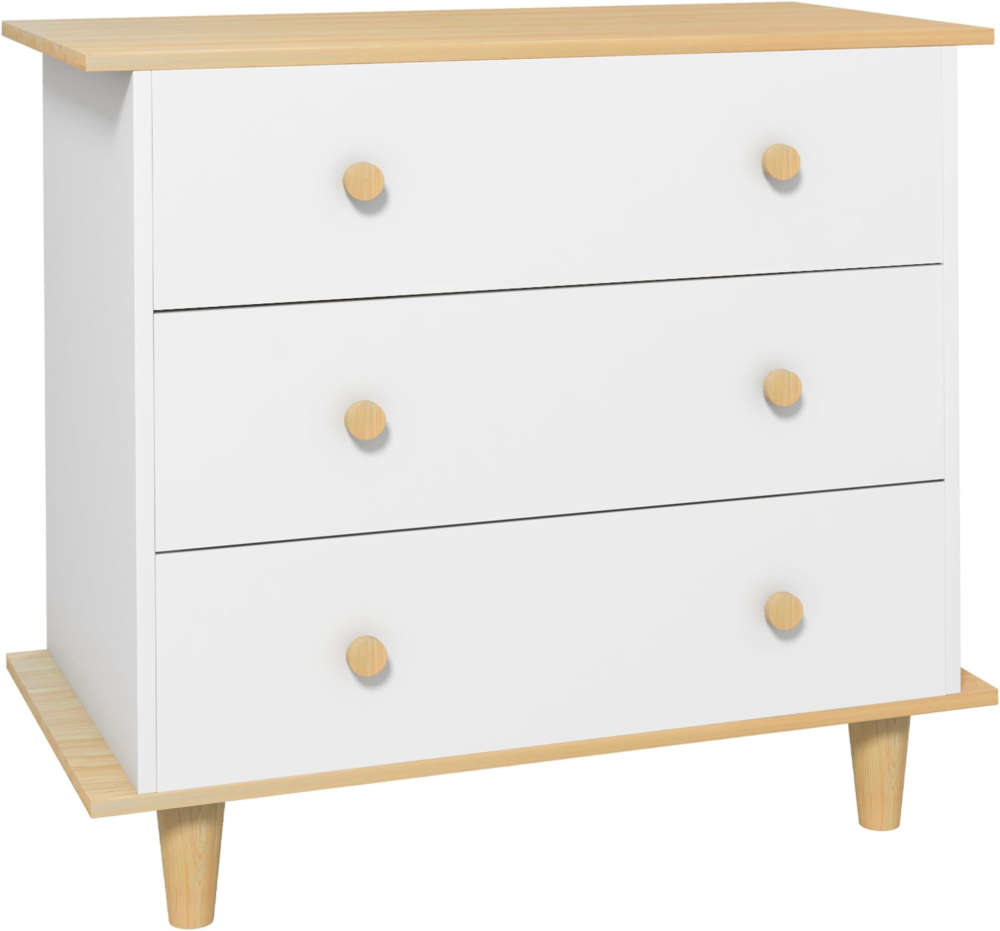 Commode 6 tiroirs en tissu UPPAH 80 cm meuble de rangement bois blanc