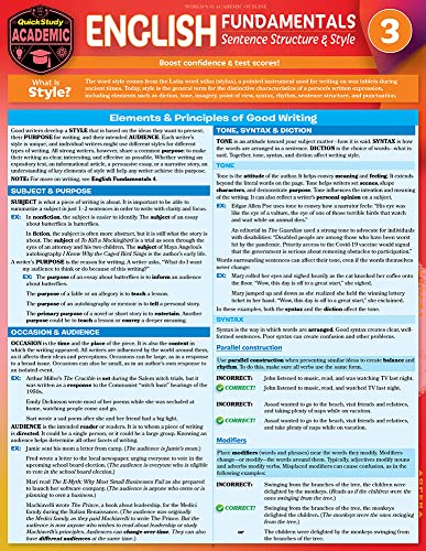 English Fundamentals 3 - Sentence Structure & Style: QuickStudy Language Arts Laminated Reference & Study Guide - Image 2