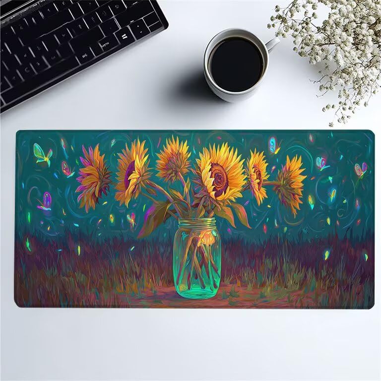 Turkusowa podkładka pod mysz do gier duża podkładka pod mysz 1200 x 600 x 3 mm podkładka pod mysz słonecznik gładka powierzchnia antypoślizgowa gumowa podstawa pod biurko akcesoria do gier dla gracza