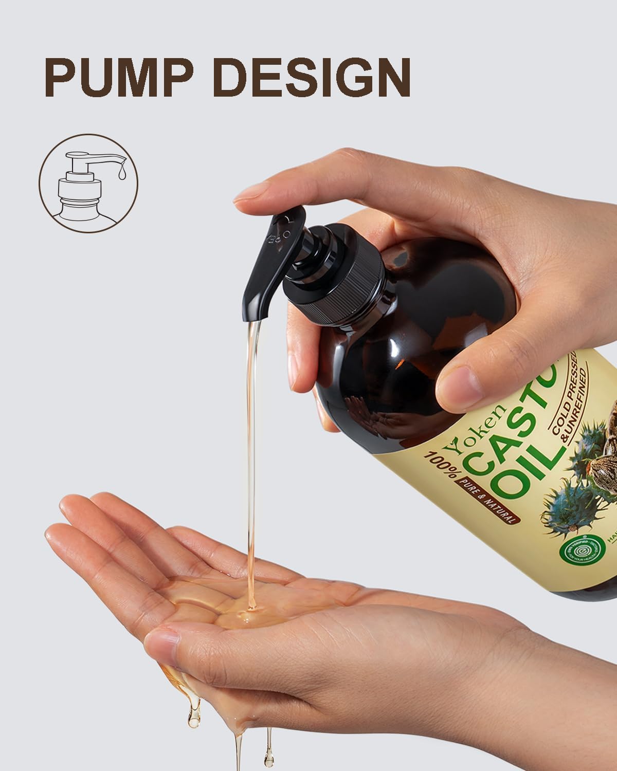 Yoken Organic Castor Oil, Cold Pressed Pure Unrefined Oil
