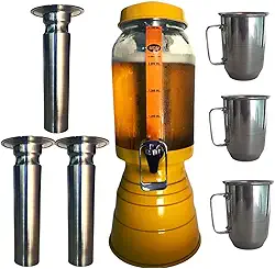 MDM ARTESANATO Torre de Chopp Portátil em Alumínio e Vidro Amarela - Chopeira para Litrão