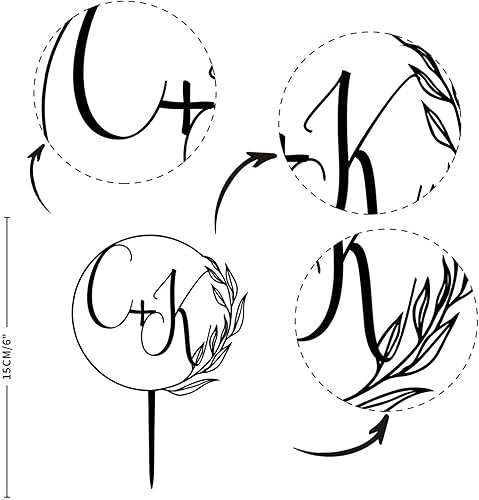 Miniatura 2 de Decoración acrílica personalizada para tarta de boda, monograma, iniciales de novio, nombres grabados, decoración negra para tartas de boda,