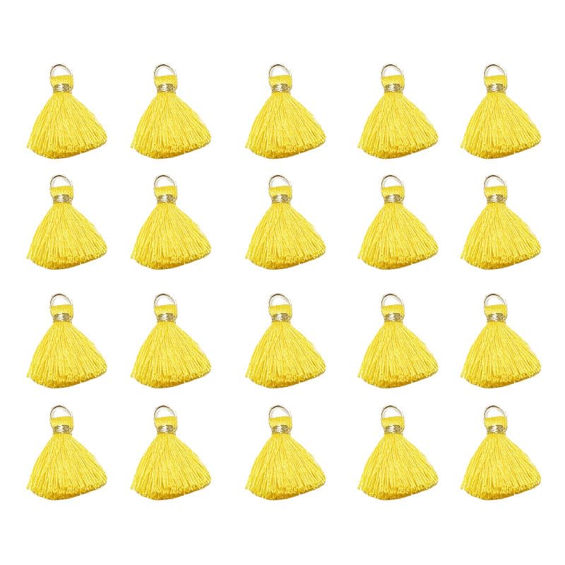 20pcs Cotton Mini Tassels 5CM Yellow Tassel Handmade Bookmarks Tassels For Key Chain,Jewellery Making,Pendant Decorations
