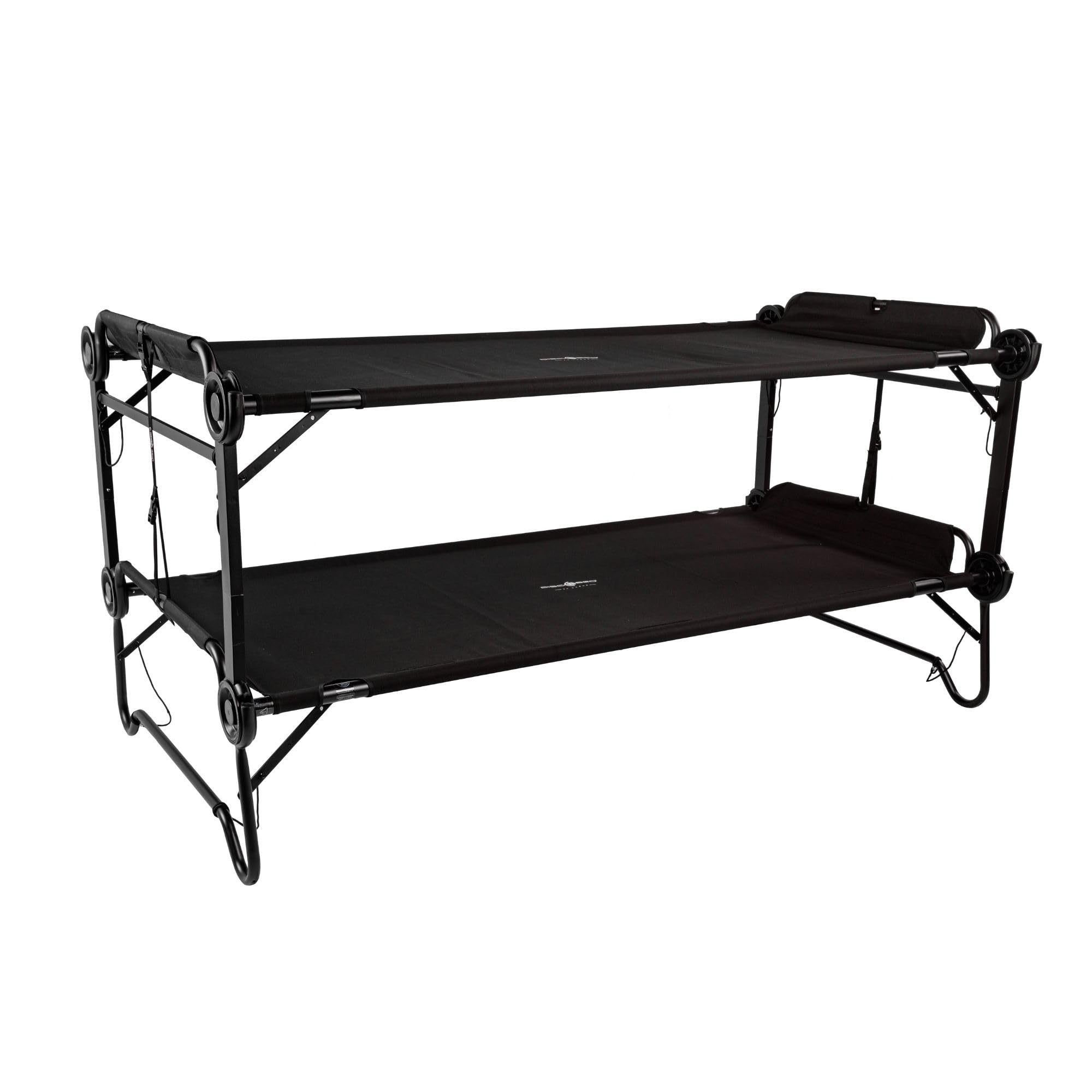Disc-O-Bed 2XL Outdoor Convertible 2 Person Bench and Double Camping Cot Portable Bed Bunk System for Adults, Black