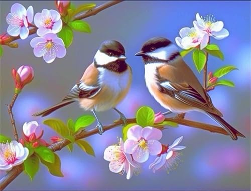 LOMSIOY Kits de arte de diamantes 5D para adultos, kits de pintura de diamantes de aves para principiantes, arte de diamantes de flores con