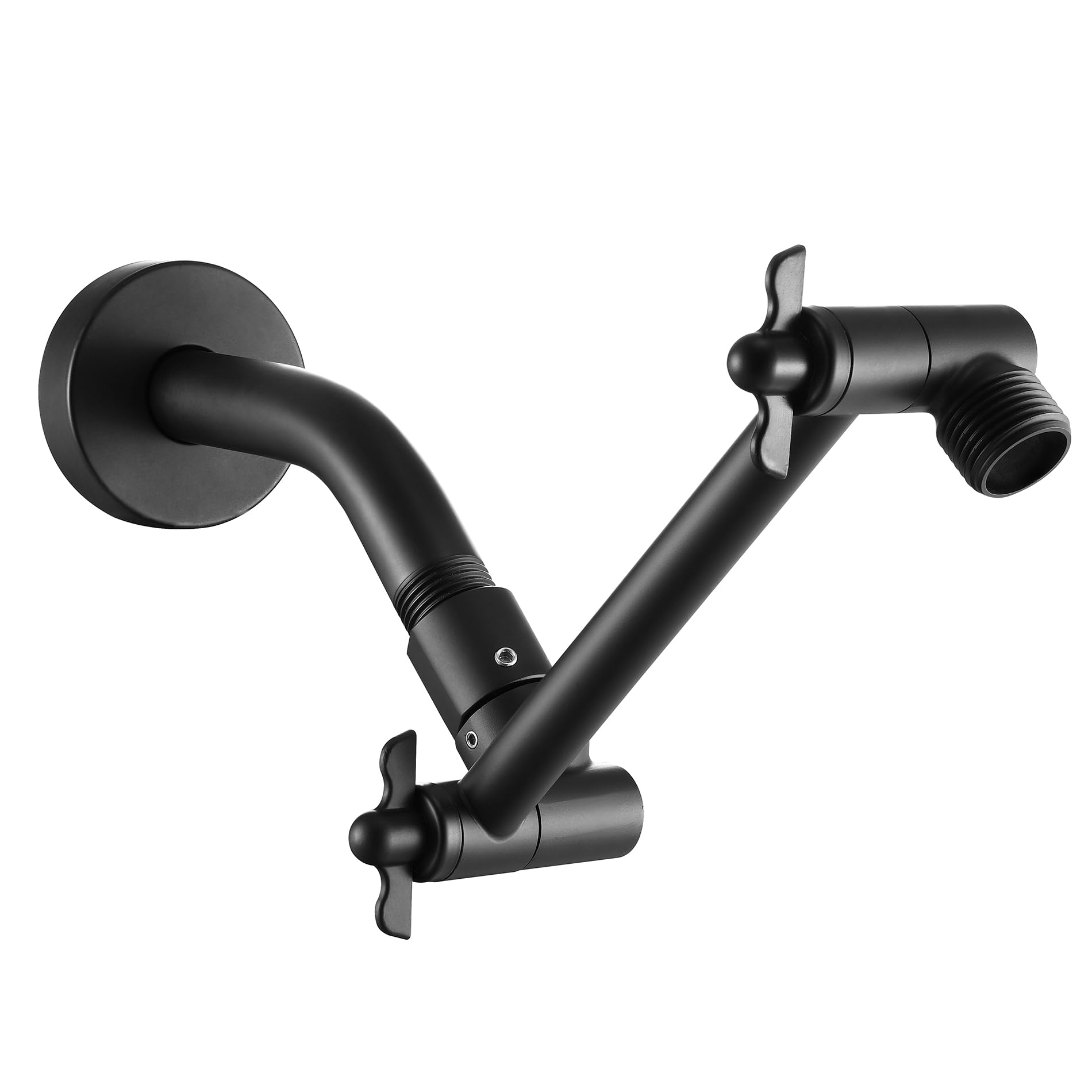 6 Inch Adjustable Shower Head Extension Arm, All-Metal Shower Arm Extender with ​Locking Set Screw for Rainfall, Fixed, Handheld Showerheads, G1/2 Universal Thread, Easy Installation, Matte Black