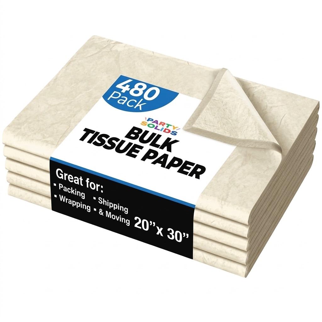 Party Solids Ivory Tissue Paper for Gift Bags 20" X 30" 480 Sheets