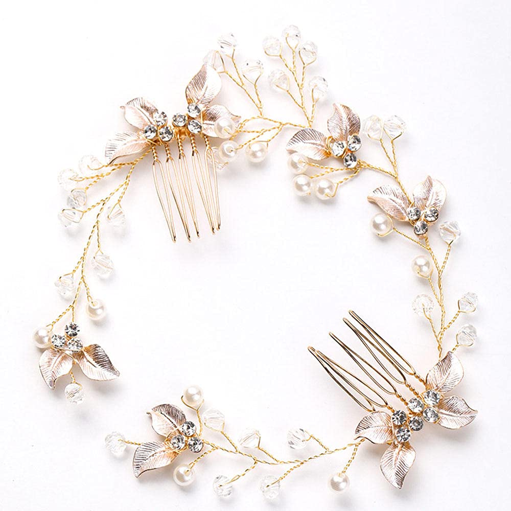Brautblumen-Haarkamm, Brautstrass-Haarkamm, Haarschmuck, Doppelkammeinsatz, Seitenkamm, oder Abschlussball-Vintage-Haarkamm für Frauen und Mädchen