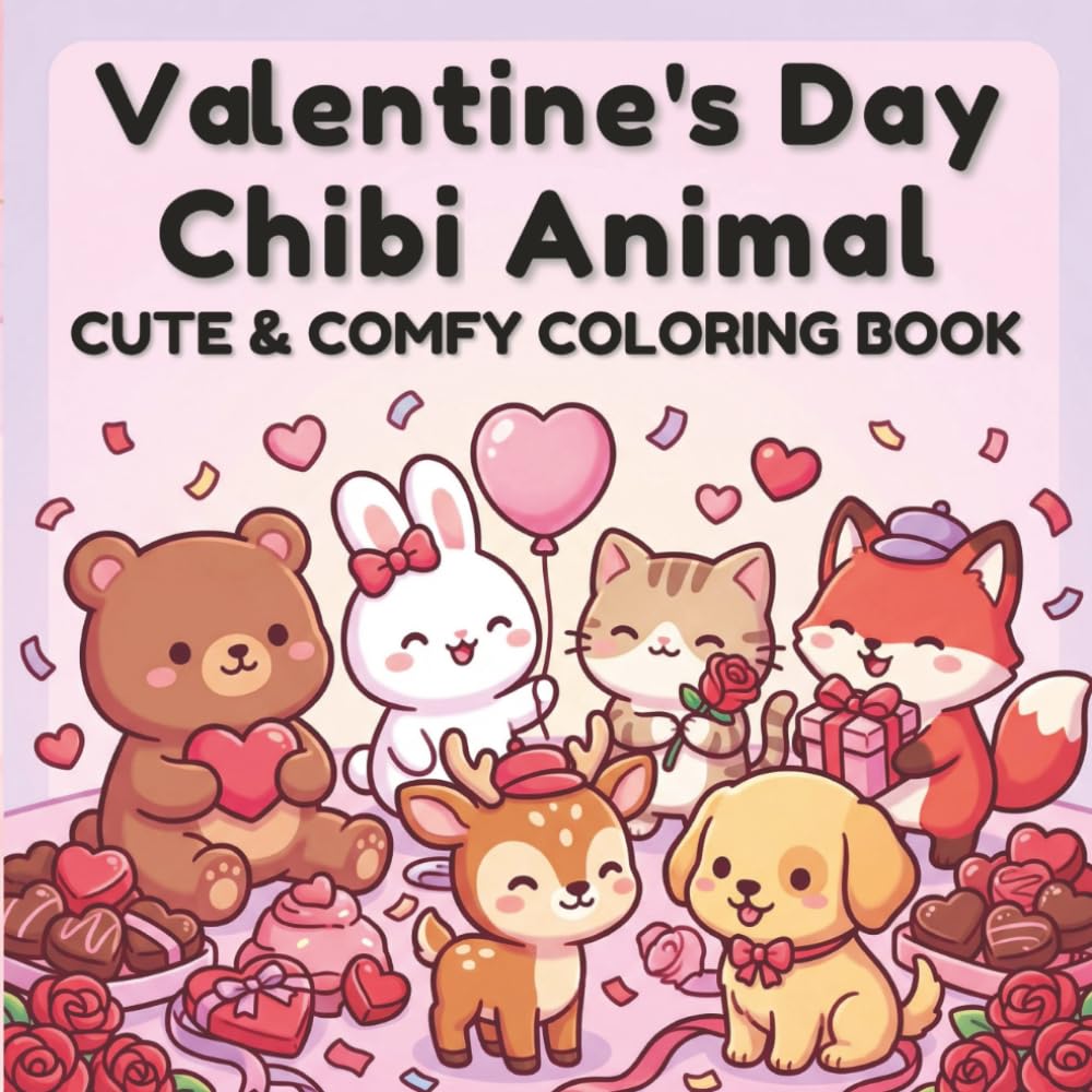 Valentine's Day Chibi Animals Coloring Book: 40 Lovable Coloring Pages of Chibi Animal Characters, Hearts & Romance Scenes - Perfect Valentine ... Cute Animals (Valentine Coloring Collection)