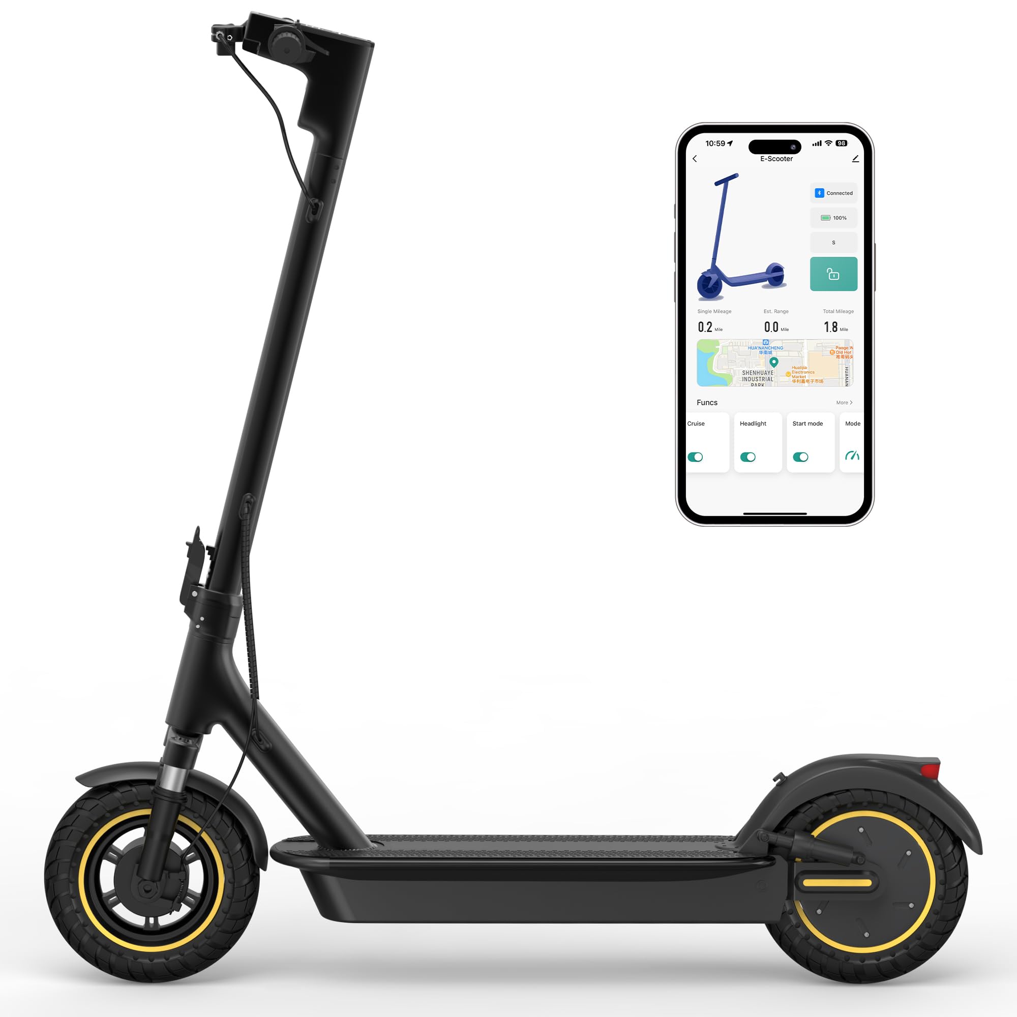 MAXSHOT Electric Scooter for Adults, 8.5/10/14" Tires, 19/22Mph, 350W/500W Motor, 21-28 Miles Range, Folding E-Scooter with Dual Suspension,APP Control