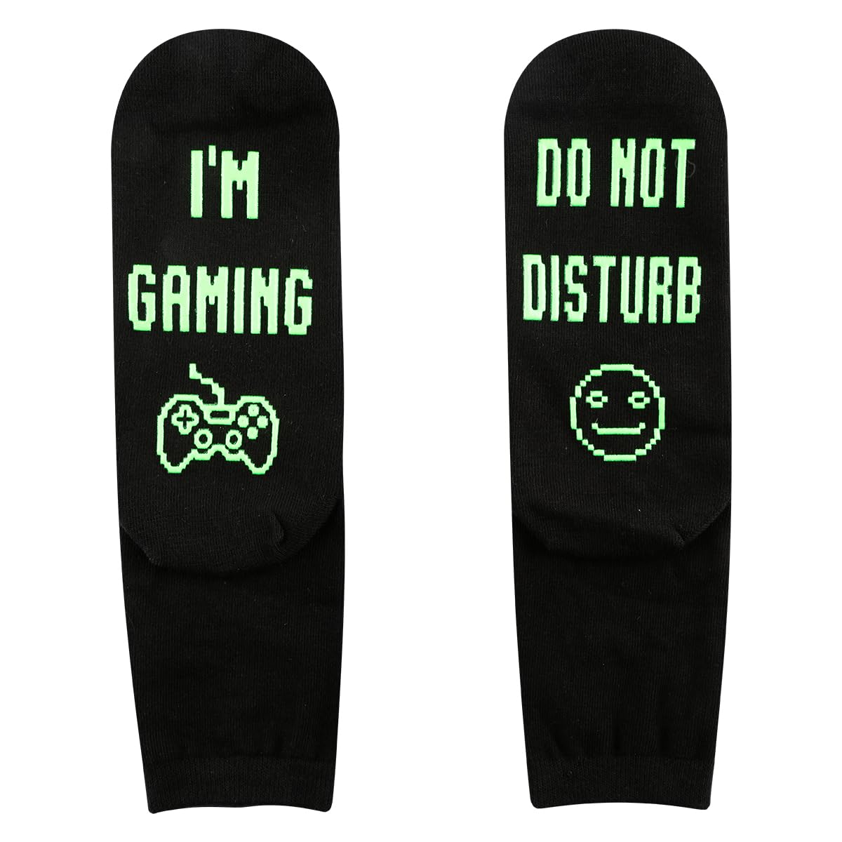 Lotsdonxia Unisex Kids Smile Face Glow-In-The-Dark Gaming Socks – I'm Gaming, Do Not Disturb Funny Non-Slip Socks For Gamers, Boys & Men (Smile Face)