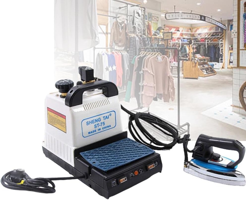 Plancha de vapor industrial 1600W, estación de caldera con tanque 2L y placa de sole inoxidable.Calor rápido, control de temperatura automático para tintorería, hoteles, fábricas de prendas de vestir.