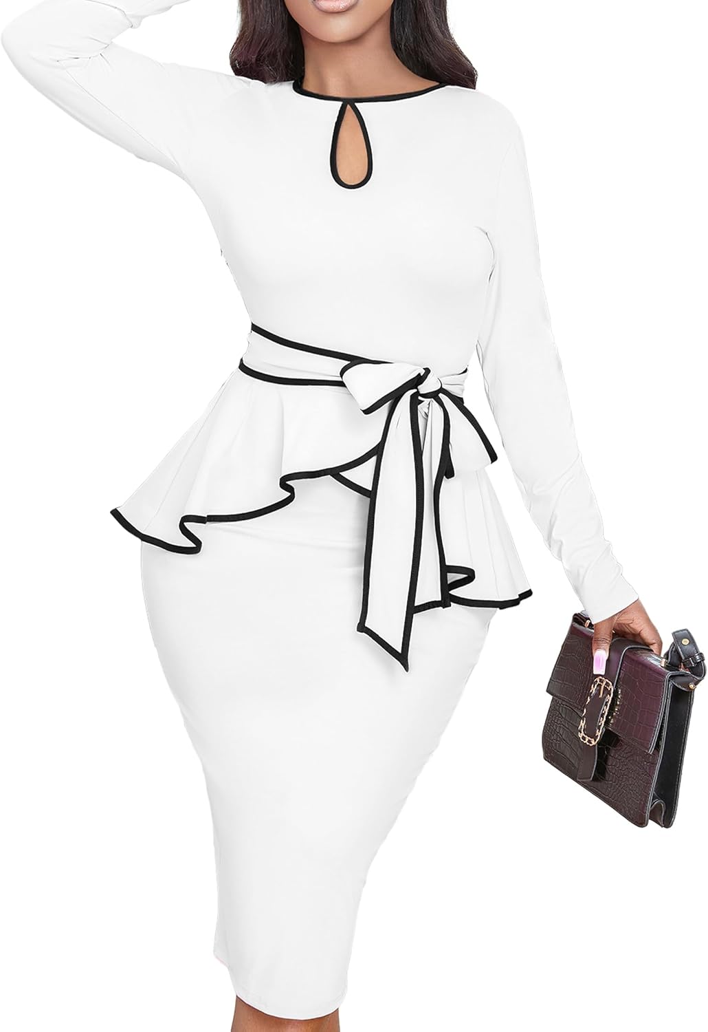 Women's Bodycon Vintage Dresses Elegant Peplum Dresses for Women Business Work Office - Image 5