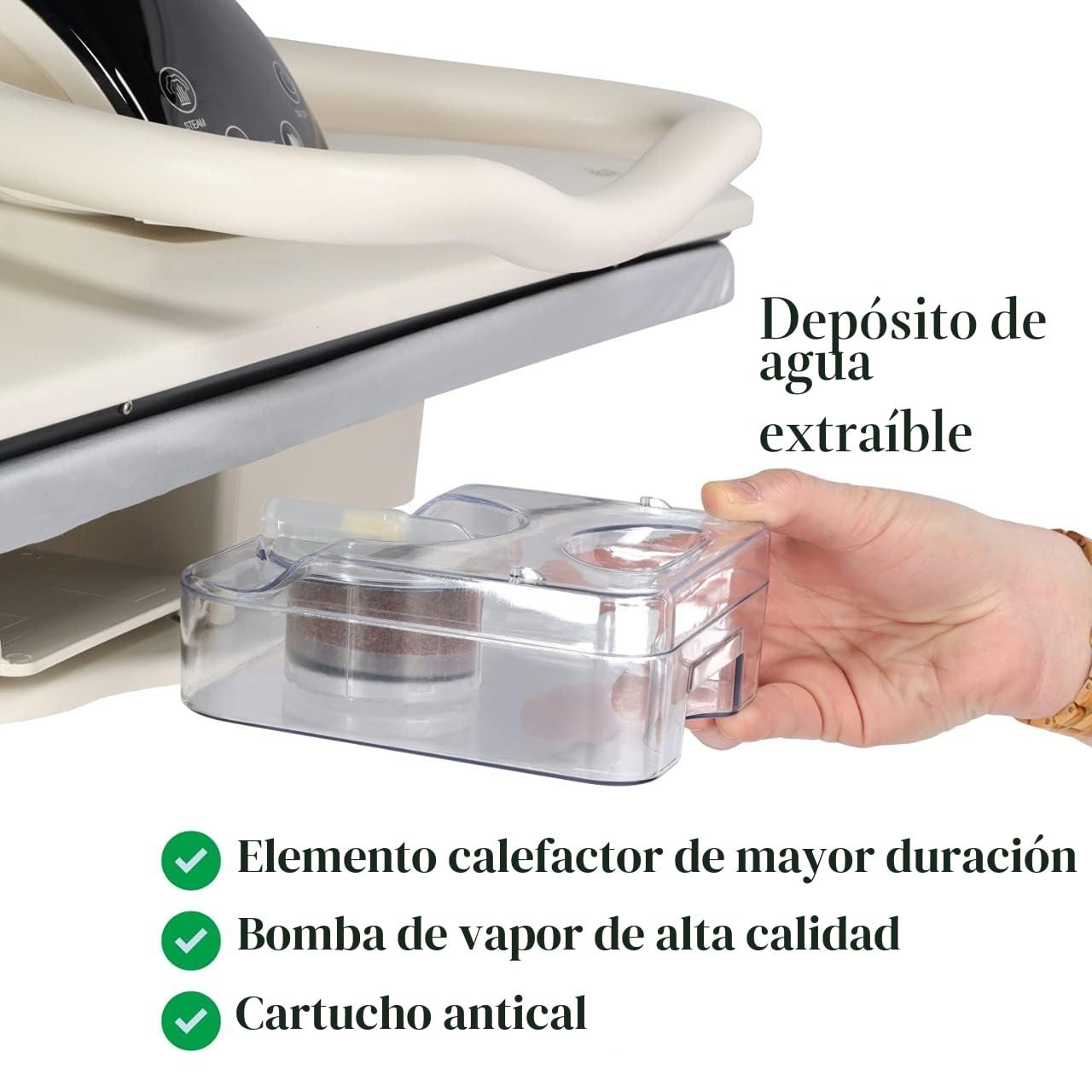 Prensa de planchado al vapor Speedypress 71HD-Plata/Negro profesional resistente de 68 cm con soporte