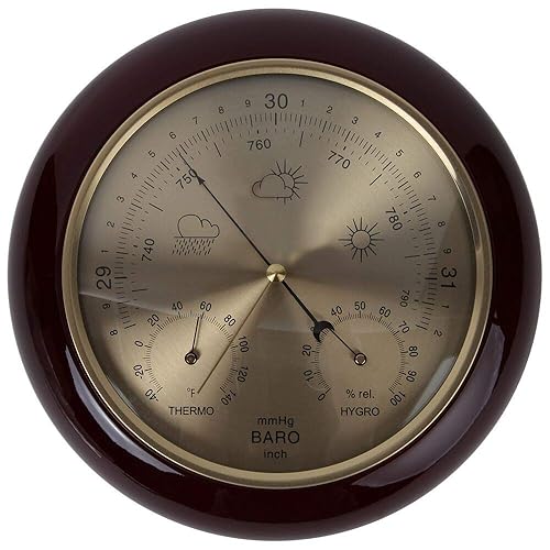 Lily's Home Estación meteorológica para decoración de pared, barómetro de marco de madera, termómetro e higrómetro