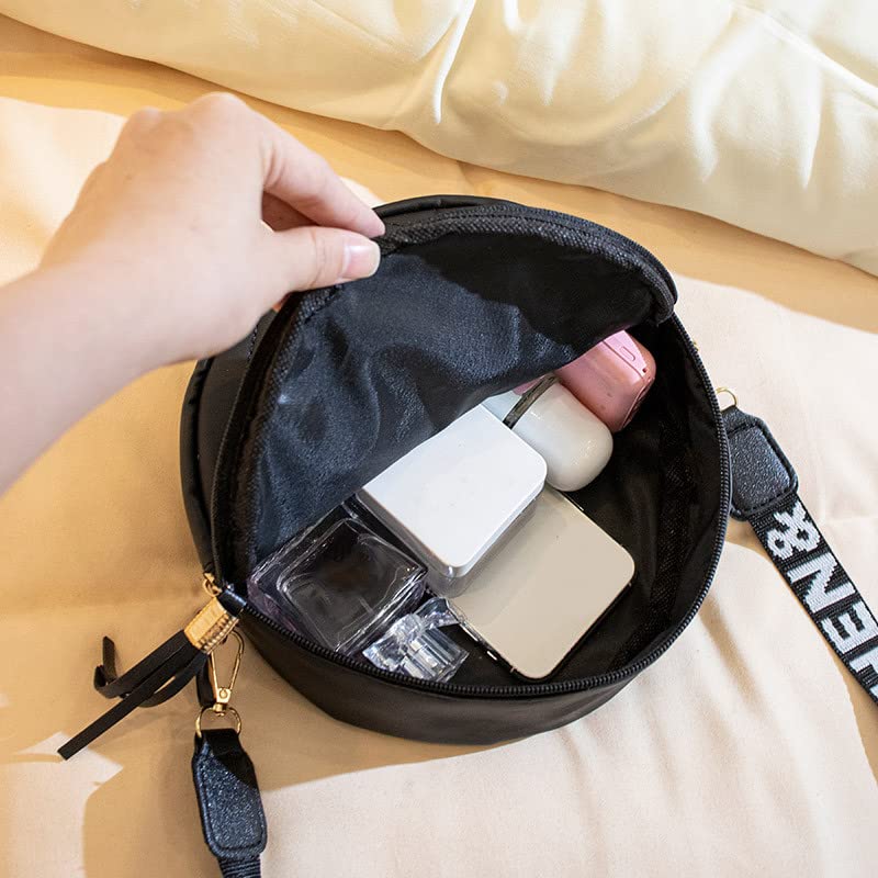 Women Messenger Bag Fashion Round Bag Tassel Purse Shoulder Bag Evening Bag (Black, One Size)3