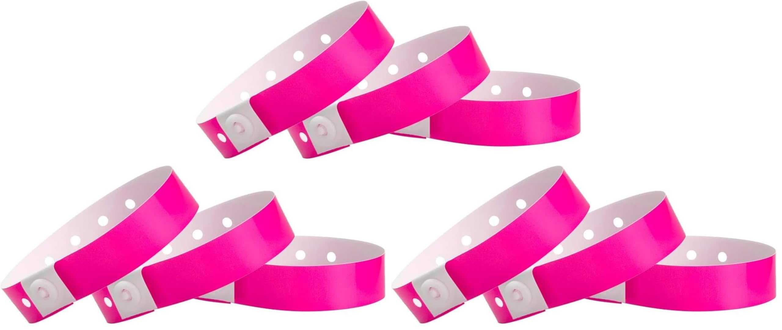 100 WristCo Neon Pink Plastic Wristbands for Events – Extended Wear, Secure Snap Prevents Reuse – Premium-Grade Bracelets (Pack of 3)