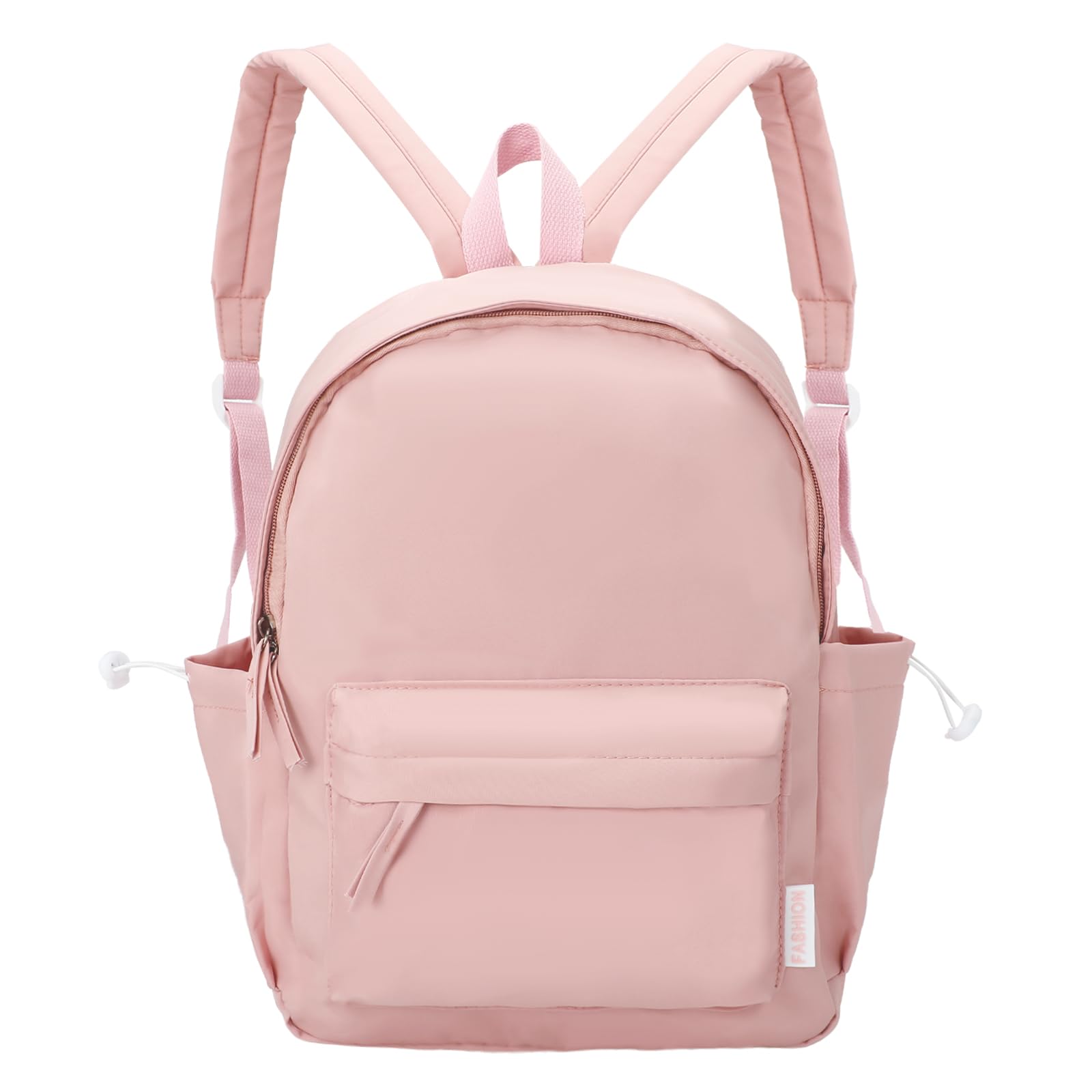 Hetenoyo Aesthetic Backpacks for Women Lightweight Casual Simple Book Bag Solid Color Bookbag Canvas Daypack Travel Backpack (Pink)