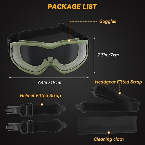Miniatura 5 de Qavctw Airsoft - Gafas tácticas de seguridad para disparos, lentes transparentes, protección para los ojos, para disparar, caza, paintball