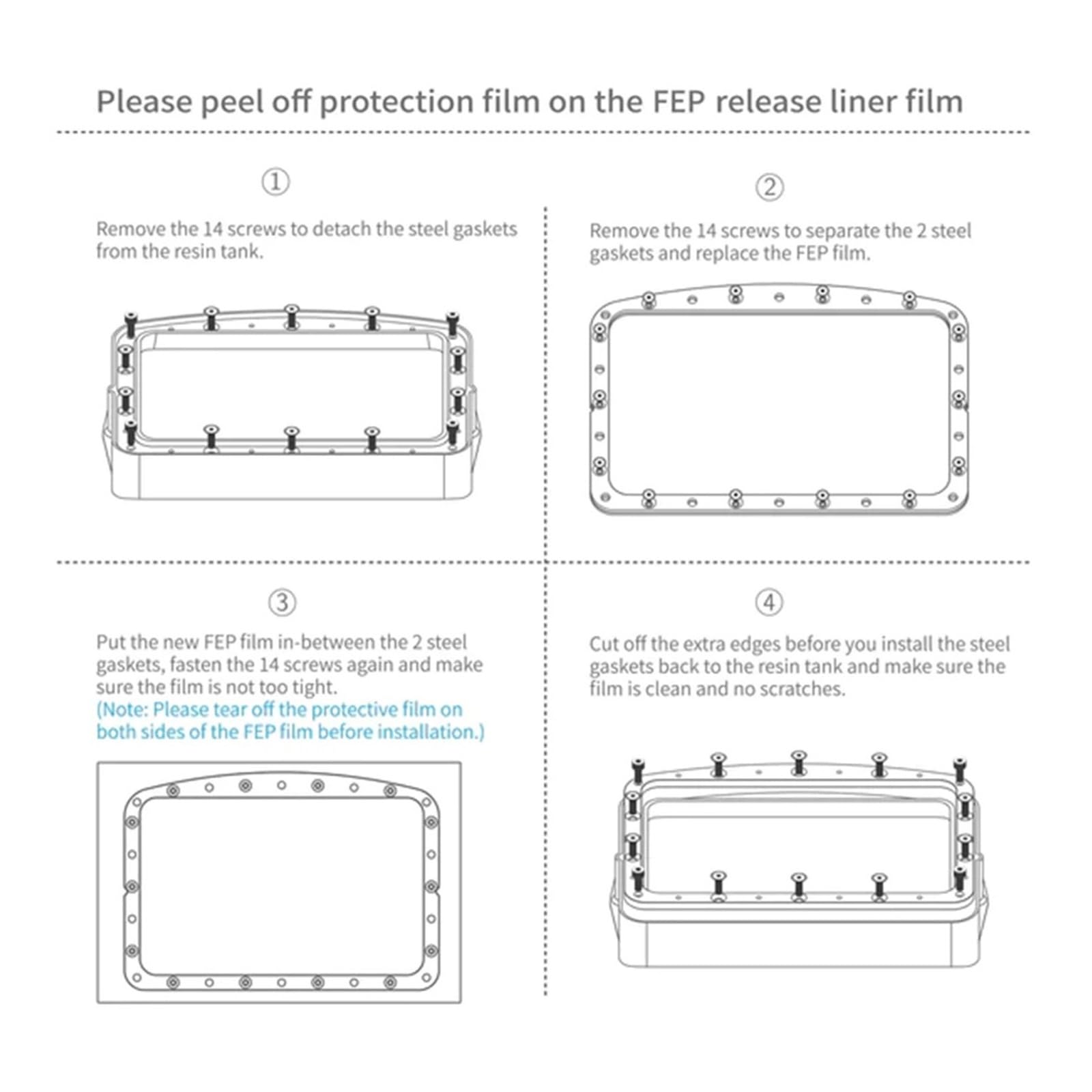 Compatible con Elegoo, Saturn 4 FEP Película 5 piezas