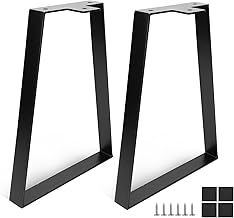 DBREAKS Pieds de table trapézoïdaux de 35 cm - Noir - En métal - Avec vis - Patins de meubles pour table basse, table de chevet, banc