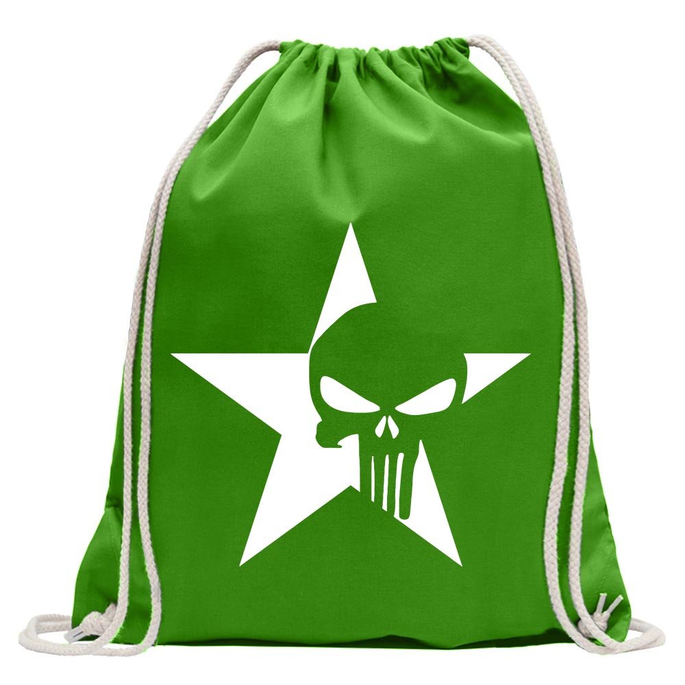 Kiwistar American Punisher Skull Divertente Zaino Sportivo per Il Fitness. Gymbag per Lo Shopping in Cotone con Coulisse