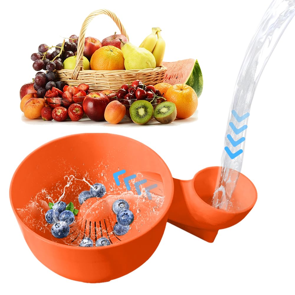 Tazón portátil de frutas de lavado canasta automática de vegetales y lavadora de frutas (naranja S)