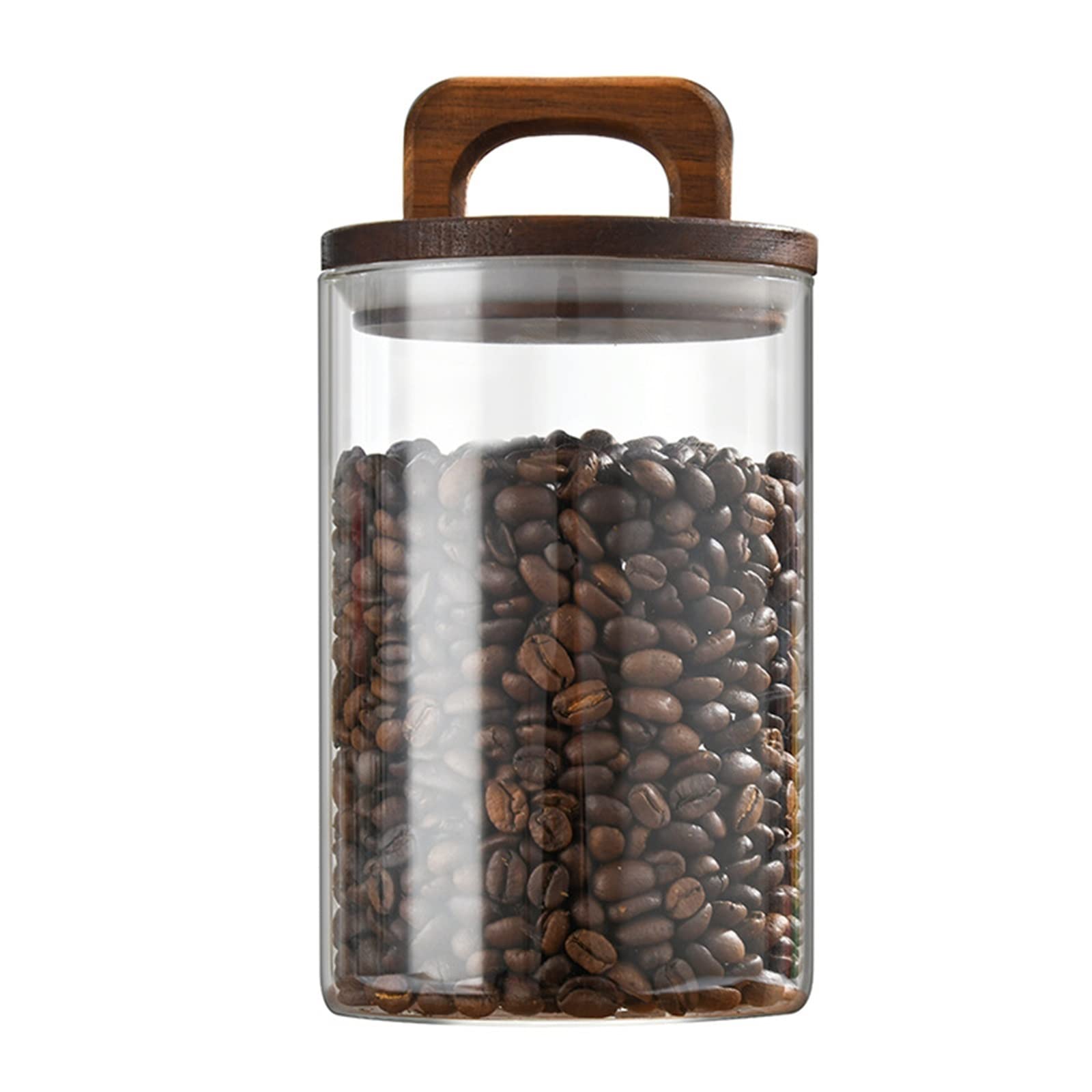 JINGYAN Storage Jars Wood Lid Glass Airtight Canister Food Container Tea Coffee Beans Kitchen Storage Bottles Jar Sealed Grounds Candy Jars Organizer