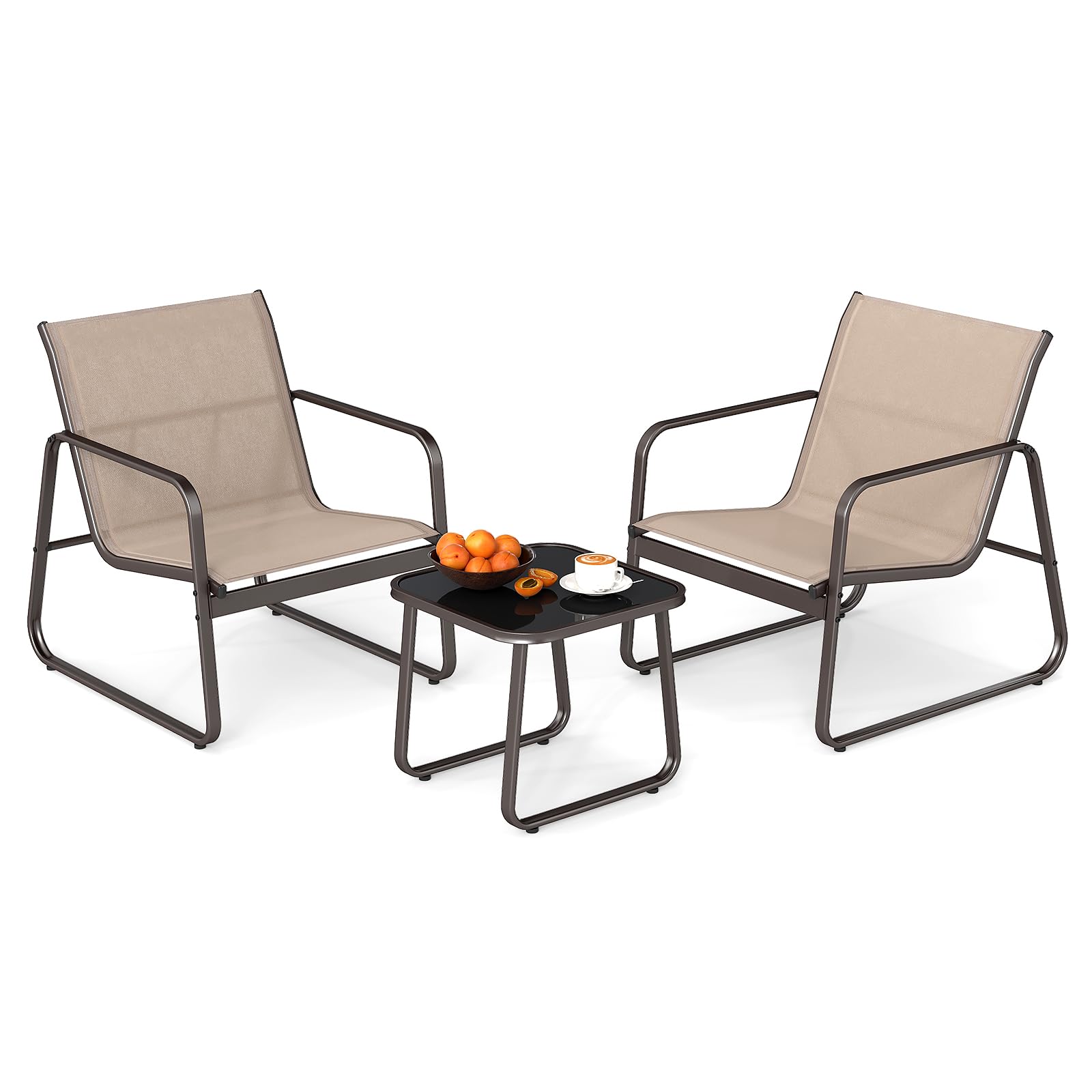 Salon de jardin 2 personnes petite table basse et 2 fauteuils de balcon extérieur
