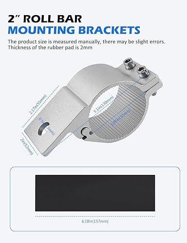 Miniatura 9 de Abrazadera de tubo plateado de 3 pulgadas para barra de luz LED, soporte de montaje de barra de buey para barra de empuje, kit de abrazadera