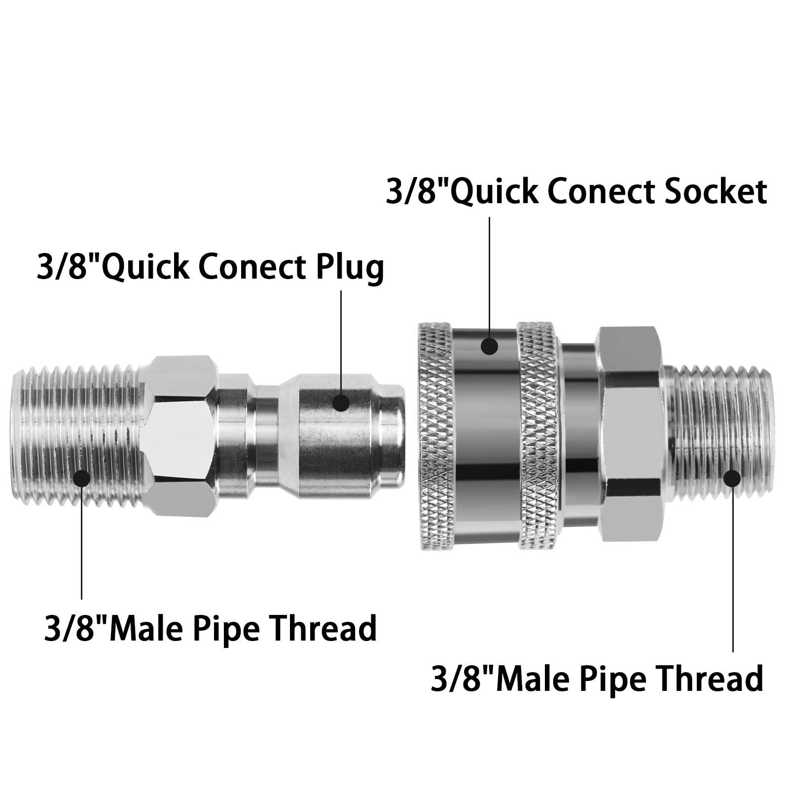 EXCELFU Pressure Washer Adapter Set NPT 3/8 Inch Male Quick Connector Kit