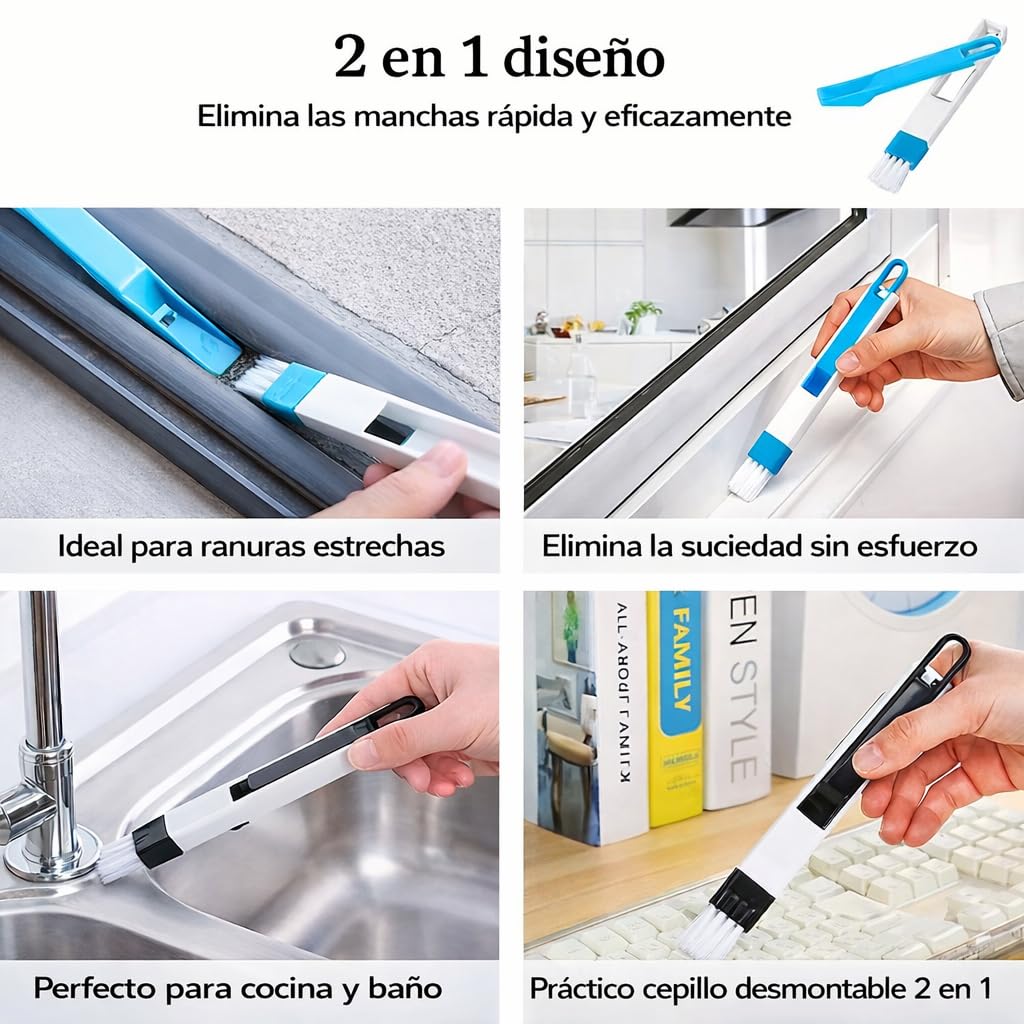 Pack Cepillos Limpieza Hogar Limpia Ventanas | Cepillo Limpieza Hogar y Cepillo de Limpieza para Rieles | Cepillo Juntas, Cepillo para Limpiar Juntas | Limpia radiadores, Persianas y Ranuras Difíciles — view 2