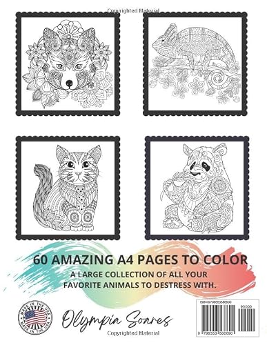 Adult Coloring Book : 60 Stress Relieving Animals Designs: A Lot of Relaxing and Beautiful Scenes for Adults or Kids