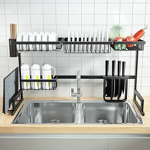 Miniatura 2 de Escurridor de platos, escurridor de platos sobre el fregadero, estante de drenaje de cocina de acero inoxidable antioxidante, organizador de vajilla