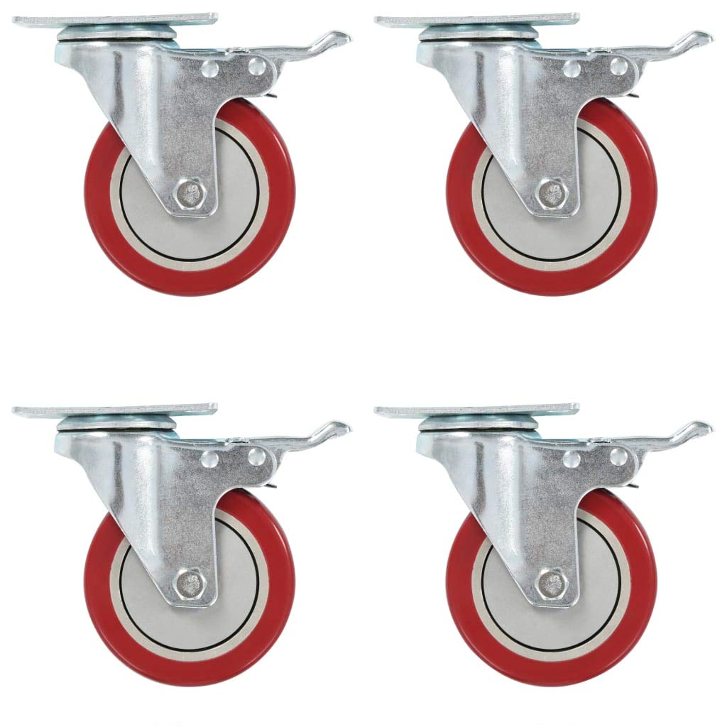 vidaXL 24x Lenkrollen mit Doppelbremsen Laufrollen Schwerlastrollen Transportrollen Möbelrollen Laufrolle Rollen Industrierolle 100mm PVC Eisen