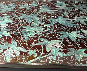 木製テーブル 象嵌細工 ダークブラウン Amazon.co.jp: 螺鈿細工 ブドウ