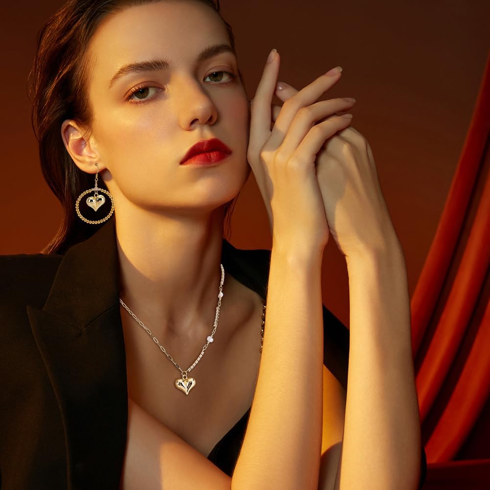 NBEADS 8 Pcs 18K Gold Plated Heart Charms, Brass Jewelry Making DIY Crafts 19mm Puffy Love Shape Pendants with Loop for Necklace Bracelet Keychain Holiday Gifts - Image 5