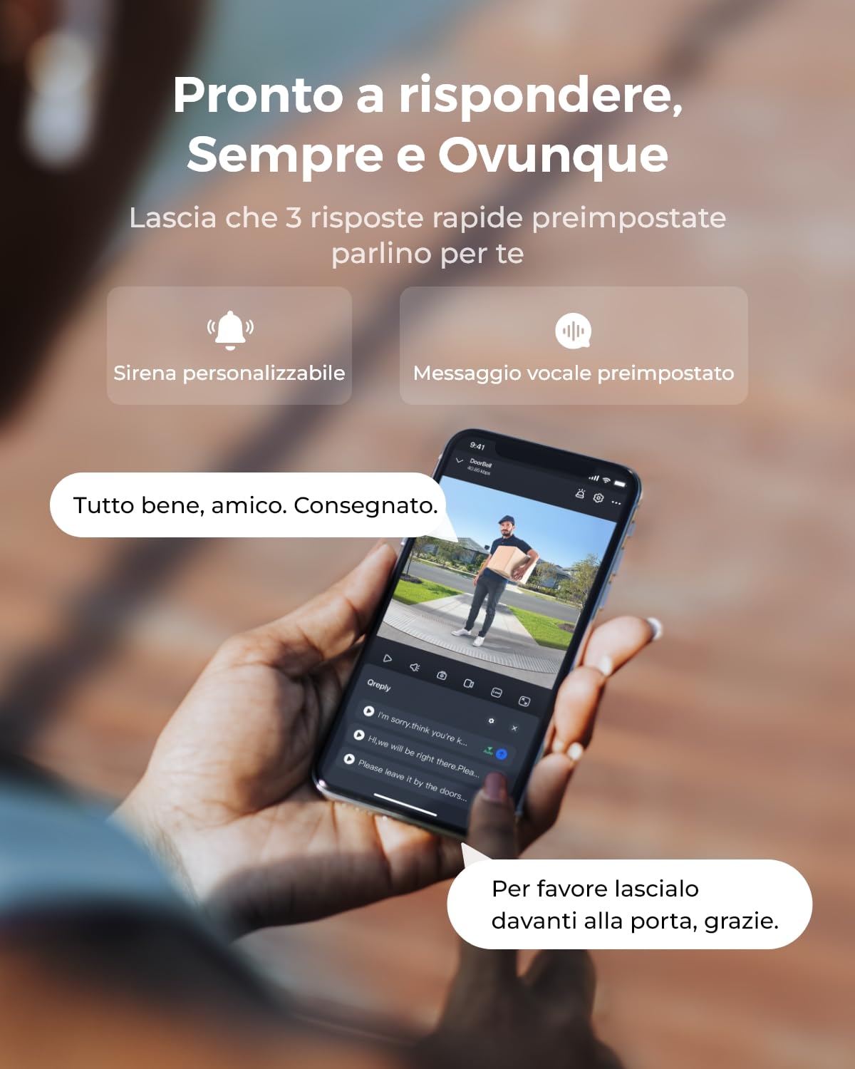 Reolink Doorbell Camera a batteria, Video Doorbell Camera di sicurezza 2K, Visuale 150°x150°, WiFi 2,4/5 GHz, a batteria o via cavo, Audio bidirezionale, Persone/Veicoli/Pacchi (Chime non incluso)