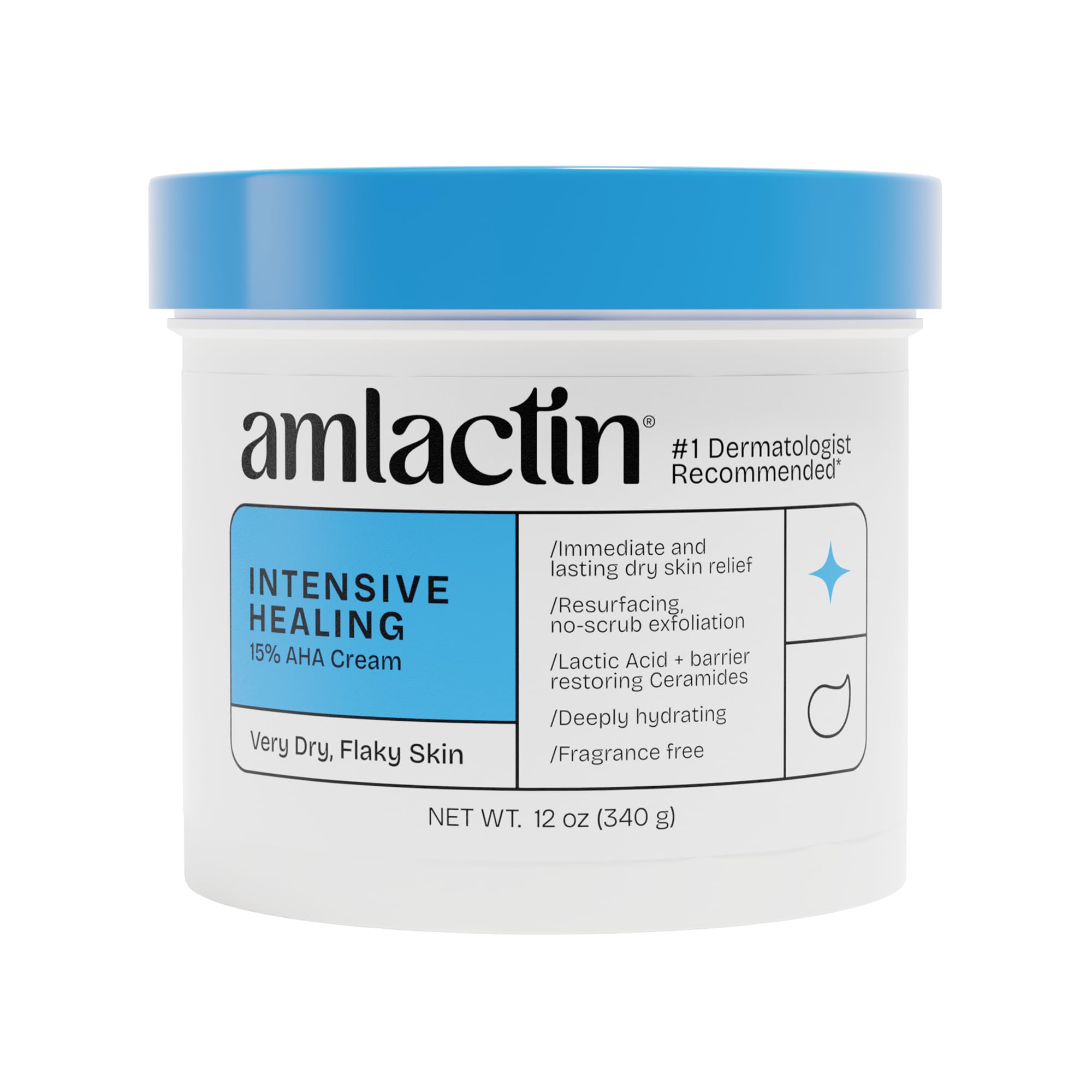 Amlactin Intensive Healing Body Cream, 15% Lactic Acid, 12 oz