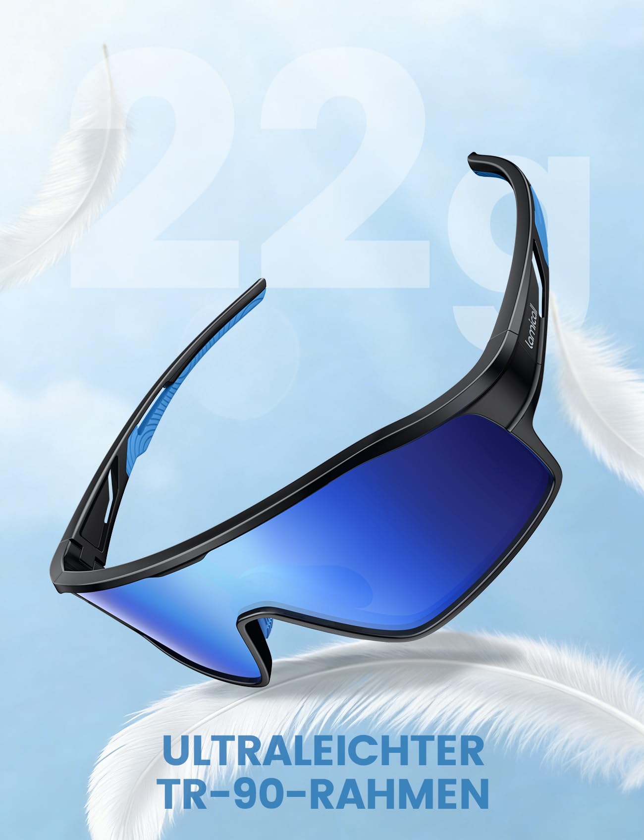 Lamicall Fahrradbrille Kinder, Sportbrille Sonnenbrille - [22g TR-90 Ultraleicht] UV400 Polarisierte Schnelle Brille für Junge & Mädchen, Laufbrille Fahrrad Brille Sport mit Verstellbaren Nasenpads