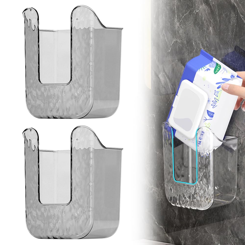 Kitchen Wipes Storage Box, Wall Mounted Paper Towel Box, Wall Mounteds Wet Wipes Holder Dispenser, Wall Mounted Paper Towel Box Bracket (Gray,2pcs)