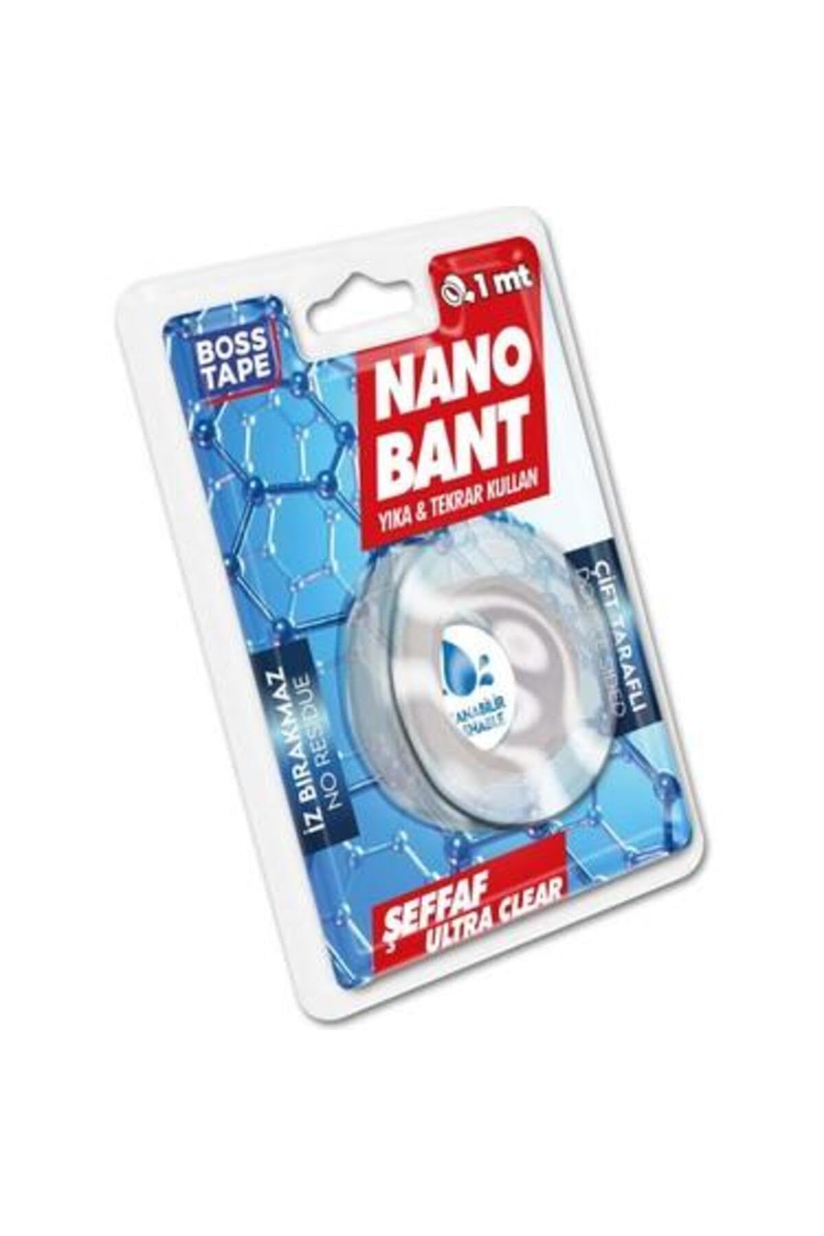 Boss Tape Nano Bant Şeffaf Çift Taraflı 19 mm x 1 mt