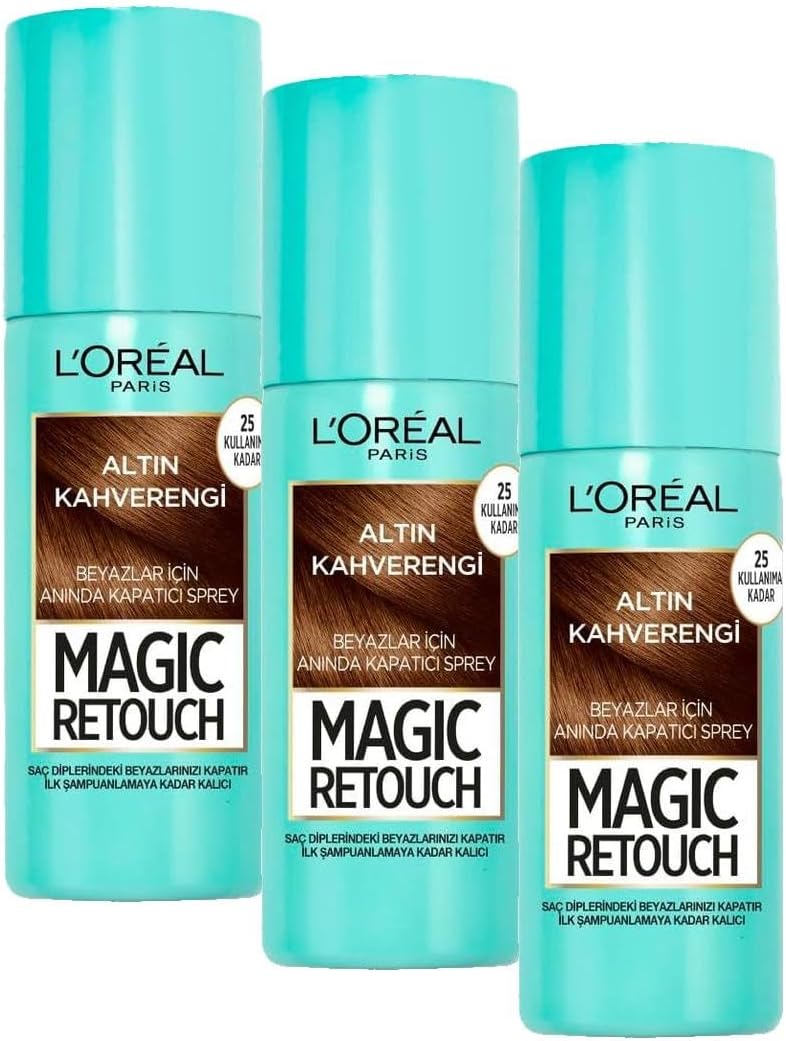 L'Oreal Paris Magic Retouch Beyaz Dipleri Kapatıcı Sprey 75 ml - Altın Kahverengi (3 paketi)