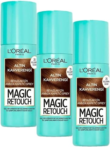 L'Oreal Paris Magic Retouch Beyaz Dipleri Kapatıcı Sprey 75 ml - Altın Kahverengi (3 paketi)