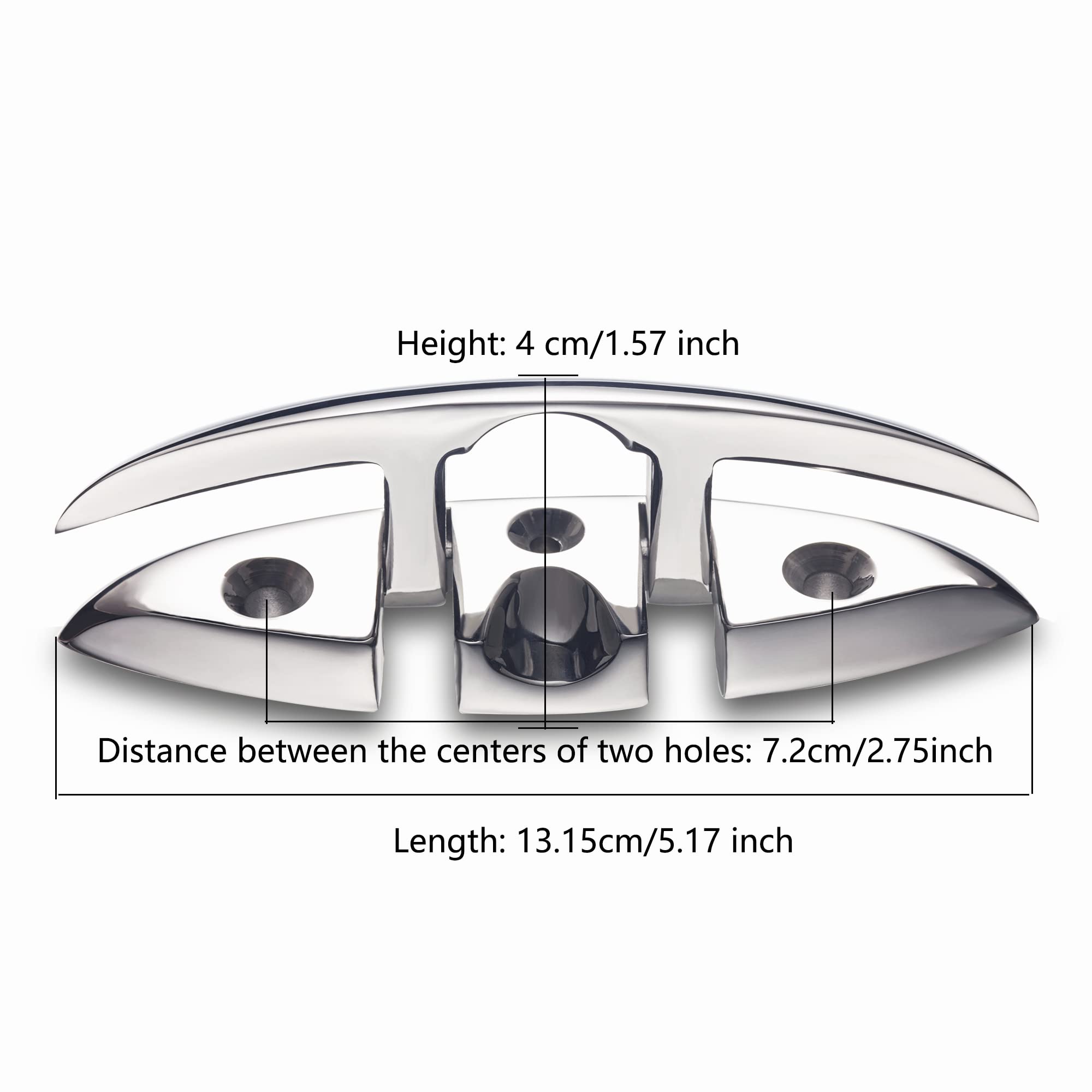 TINGZHIGO Boat Folding Cleats 5 inch 2 Packs, Flip-up Dock Cleats, Boat Cleats, 316 Stainless Steel, with Screws and Locking Nuts