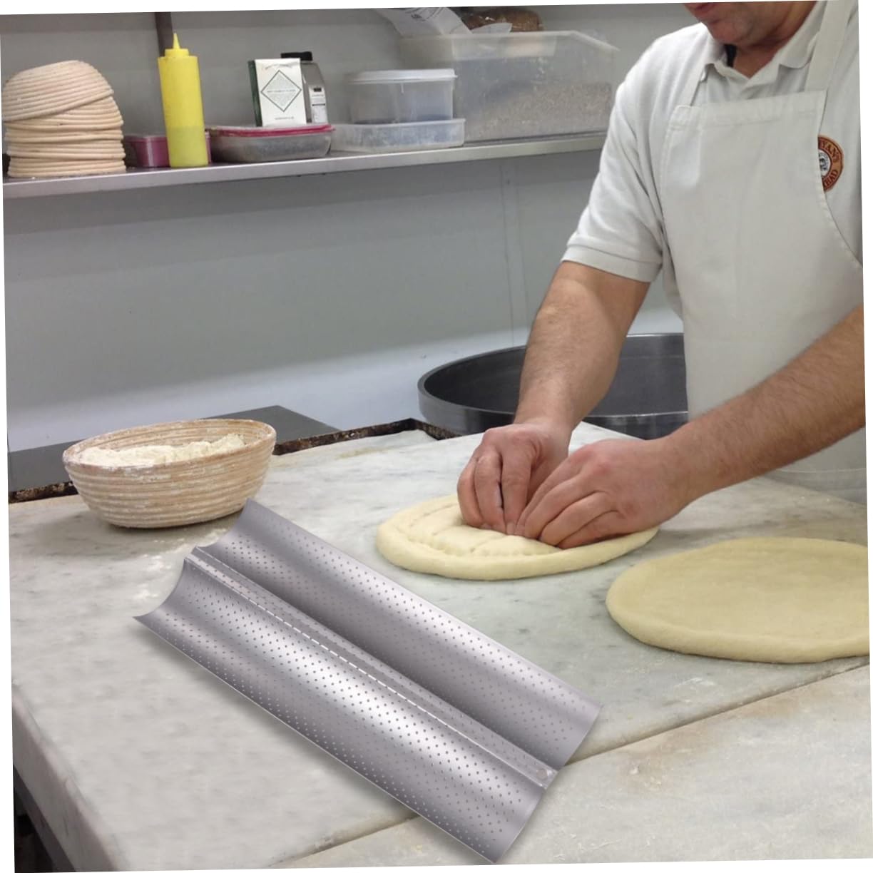 Unomor Non Stick Baking for Bread Slots Wavy Design Baking Tray Silver Bakeware for Home and Restaurant Easy to Clean and Use Bread