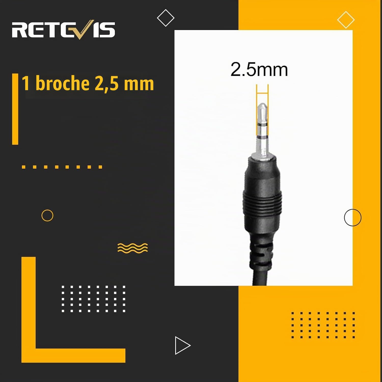 Retevis Oreillette pour Talkie-Walkie 1 Broche 2,5 mm, Casque de Sécurité, Air Tube Oreillett avec PTT, Ecouteur Talkie Walkie Compatible RB648 RT649 RT649B RT649P (2 pièce)