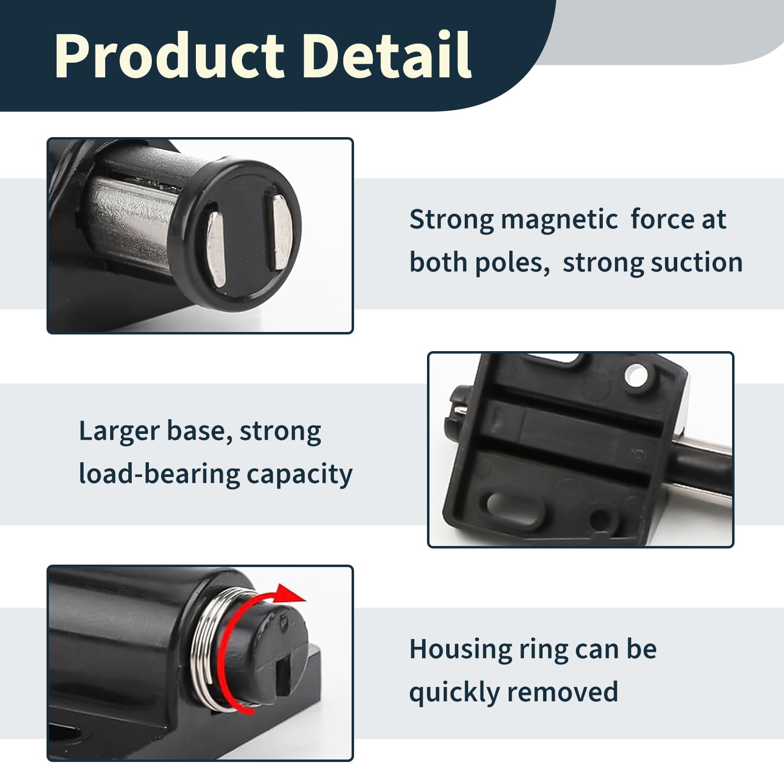 6 Packs Magnetic Pressure Touch Release Catches, Magnetic Push to Open Latch Door Catches - Image 2