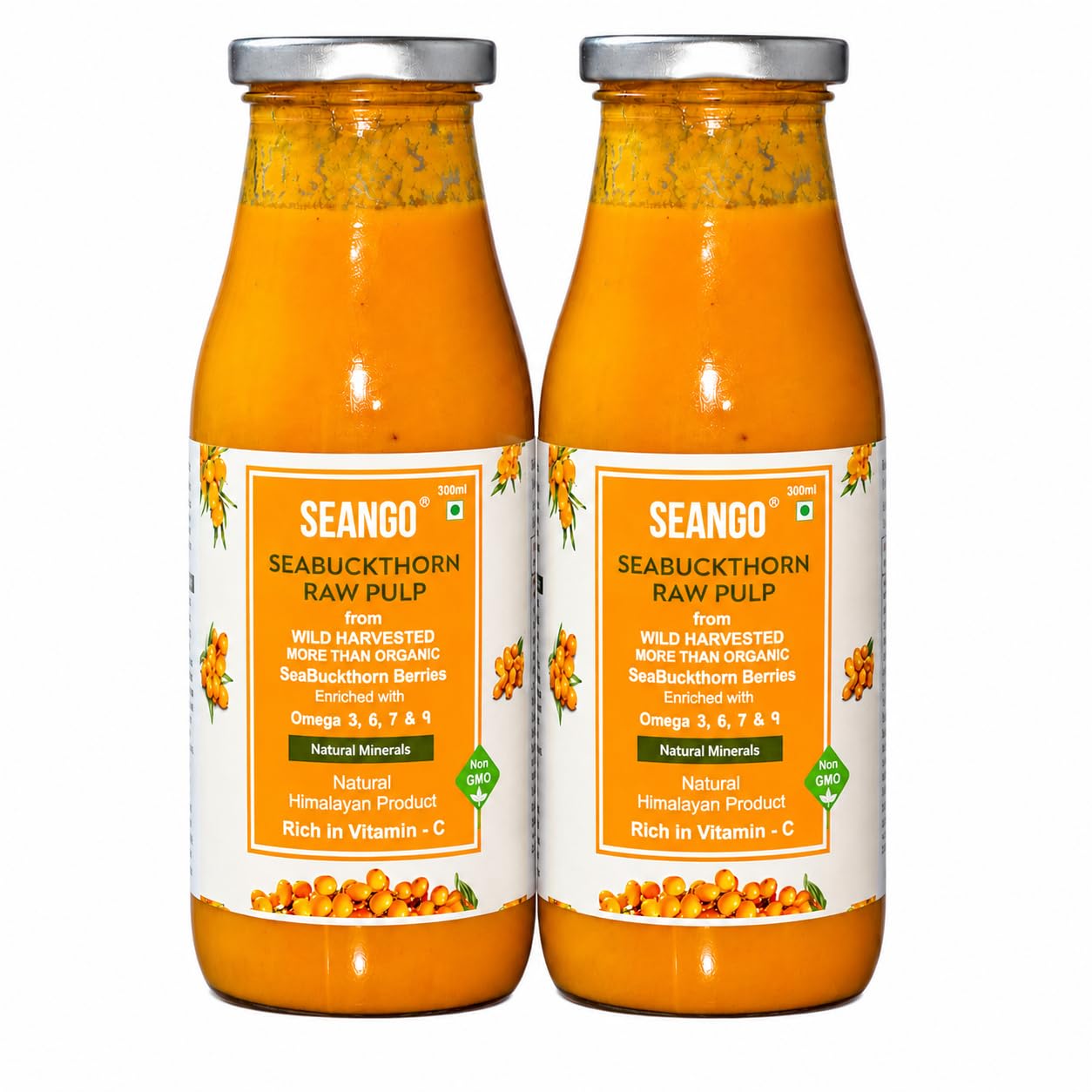 SEANGO® SeaBuckthorn Juice | Himalayan Pulp Concentrate 300ml | Supports Immunity, Skin Glow & Gut Health | Natural Vitamin C, A & E | Omega 3,6,7,9 | No Gelling Agent | Sugar Free | 17 Years Expertise (pack of-2(600ml))-image-18