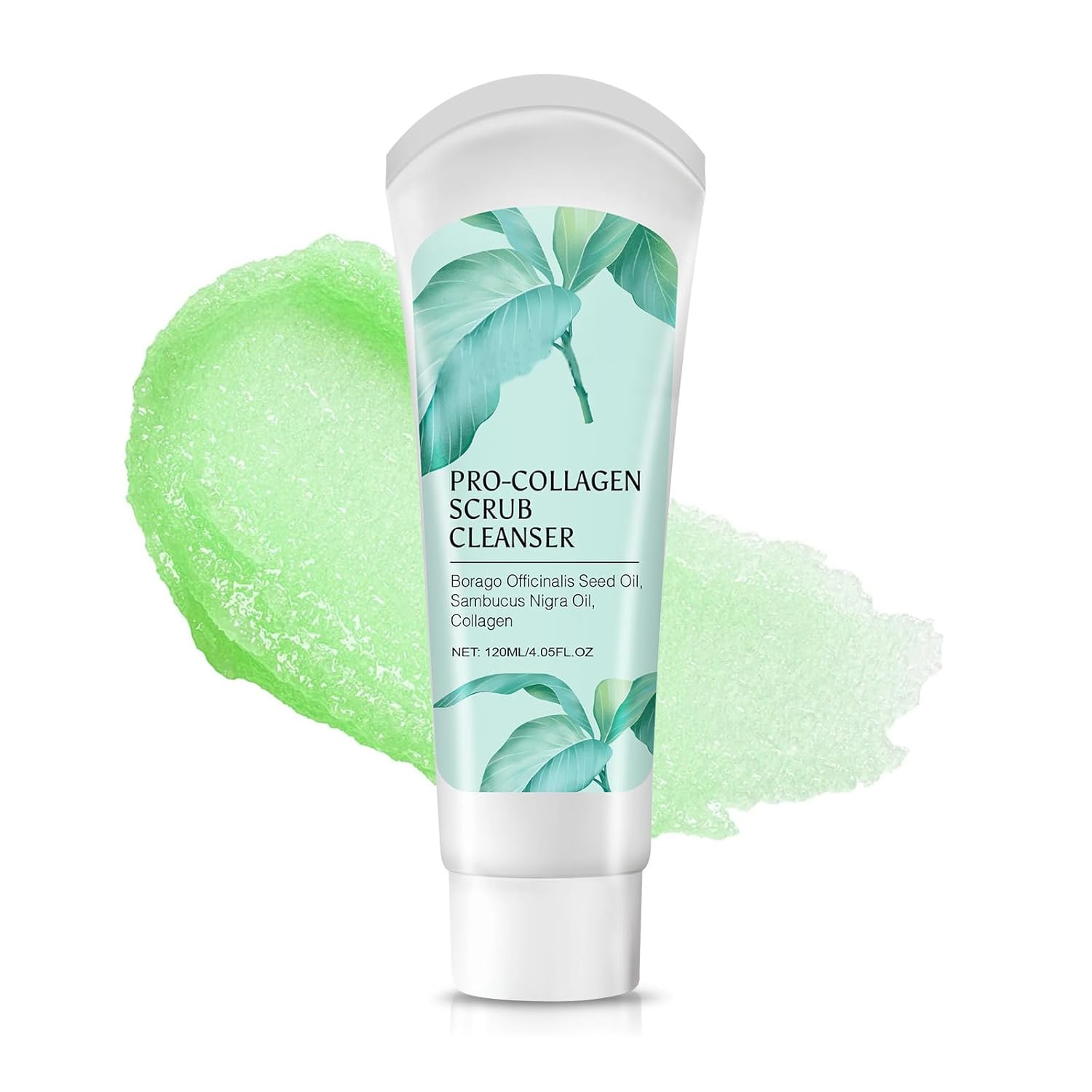 Exfoliating Face Scrub,3 In 1 Collagen Scrub Cleanser With Borago Officinalis Seed Oil,Sambucus Nigra Oil,Facial Cleansing And Exfoliating,Moisturizing And Firming The Skin - 4.05 Fl Oz